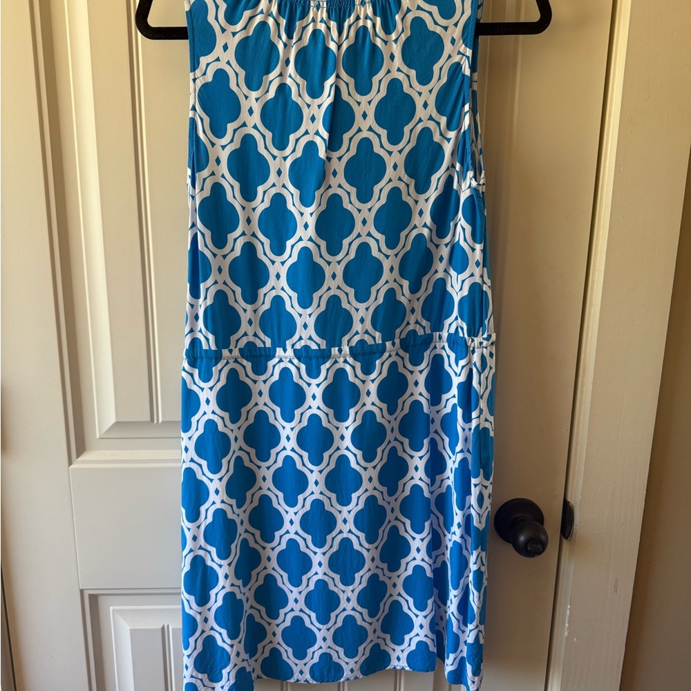 Blue and White Sleeveless Dress - Picture 2 of 4